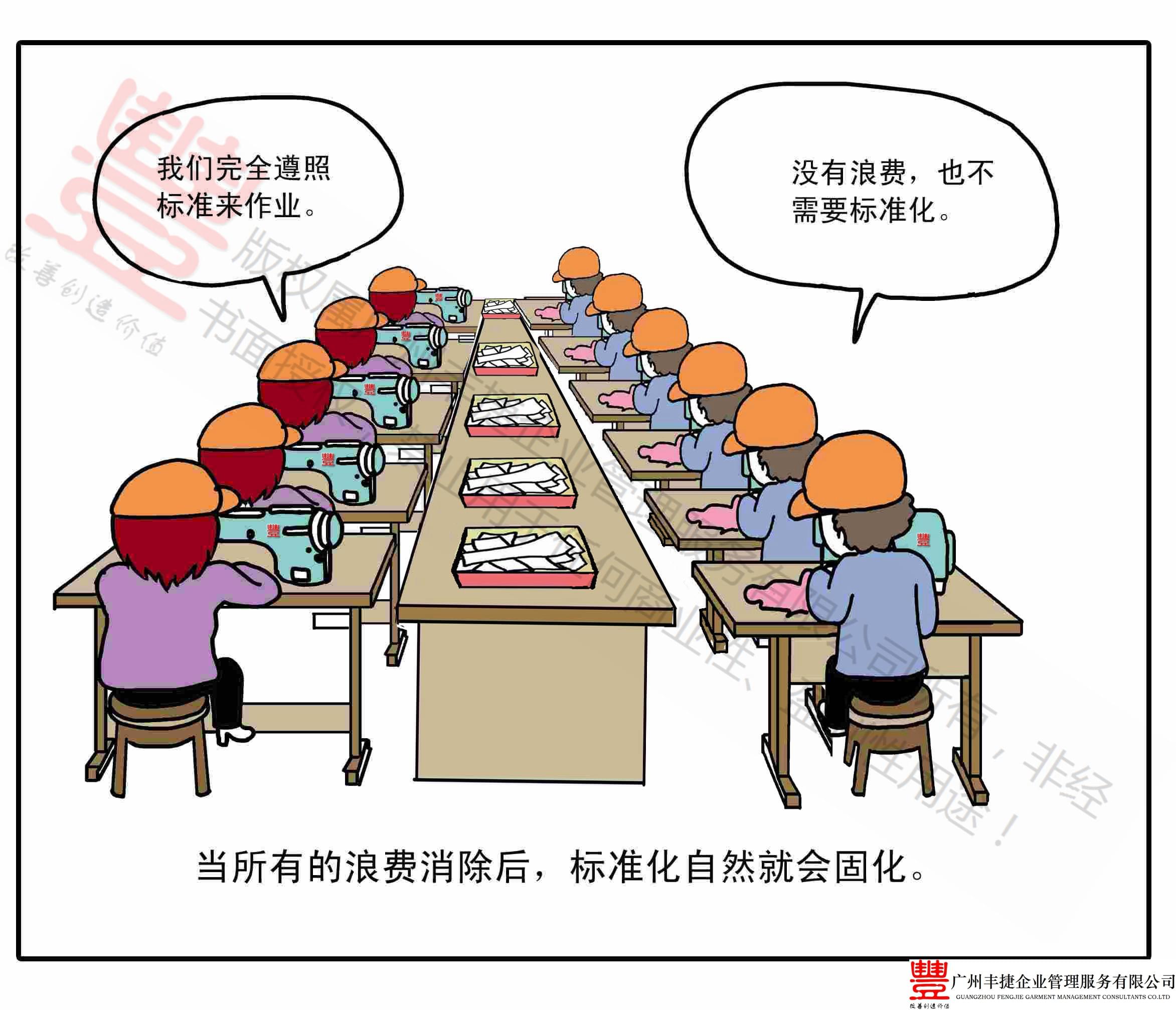 标准化管理,丰捷精益管理漫画,丰捷服装精益生产改善项目,广州丰捷企业管理服务有限公司