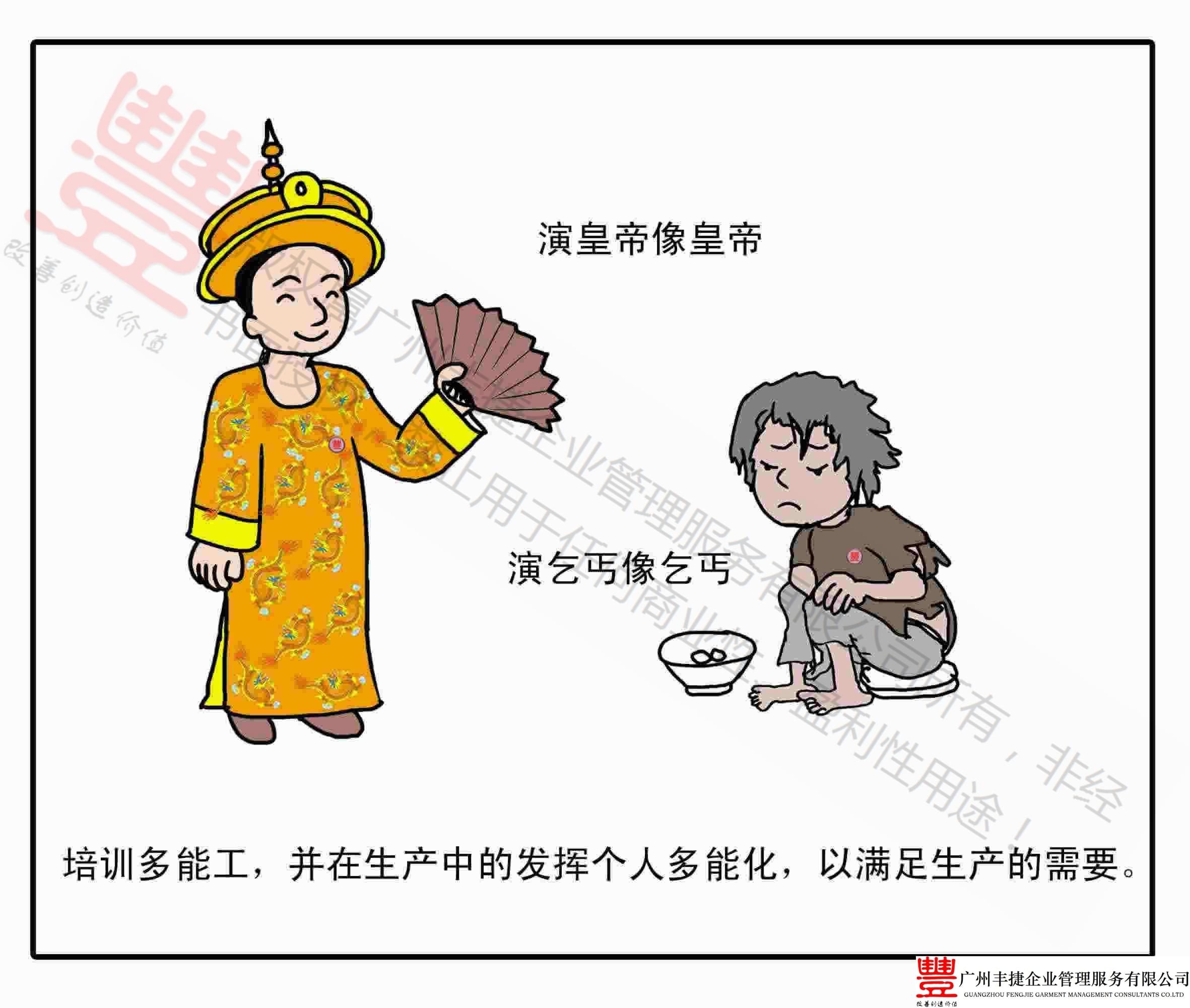 多能工,全能工,丰捷精益管理漫画,丰捷服装精益生产改善项目,广州丰捷企业管理服务有限公司