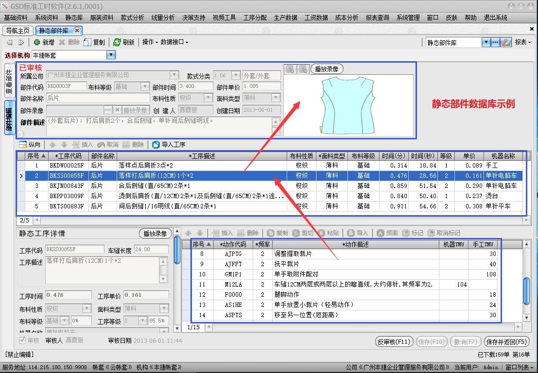 静态部件数据库,GSD软件,GSD标准工时软件,丰捷软件,广州丰捷企业管理服务有限公司