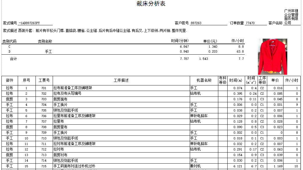 GSD软件,裁剪标准工时,裁剪标准时间